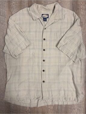 Porcini Men’s Cream Short-Sleeve Button Shirt Jacket